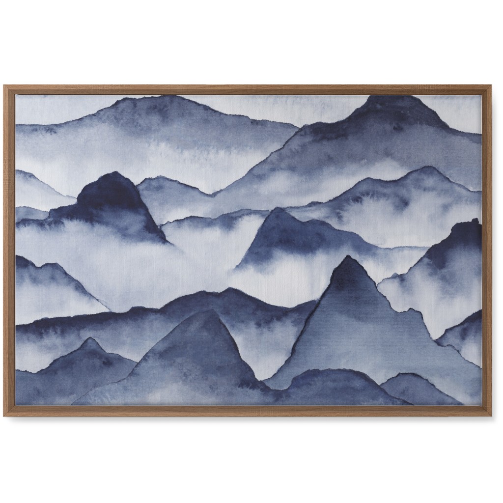 Watercolor Mountains - Blue Wall Art, Natural, Single piece, Canvas, 20x30, Blue