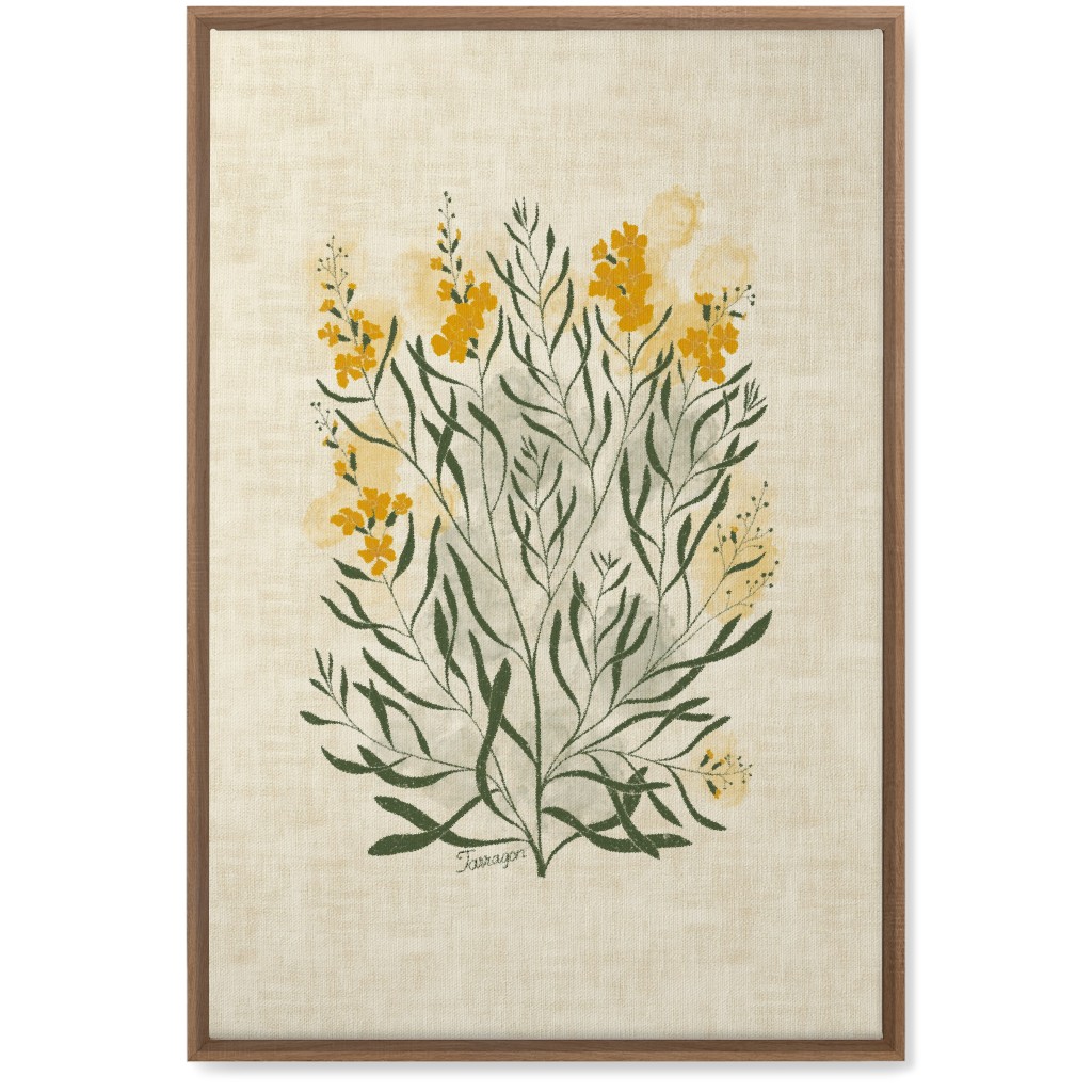 Tarragon - Botanical Illustration Wall Art, Natural, Single piece, Canvas, 20x30, Beige, Pearl