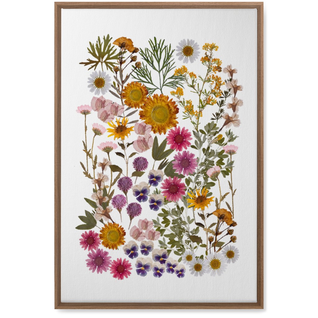Pressed Flowers on White Wall Art, Natural, Single piece, Canvas, 20x30, Multicolor