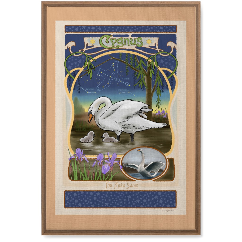 Art Nouveau Swan Wall Art, Natural, Single piece, Canvas, 20x30, Multicolor