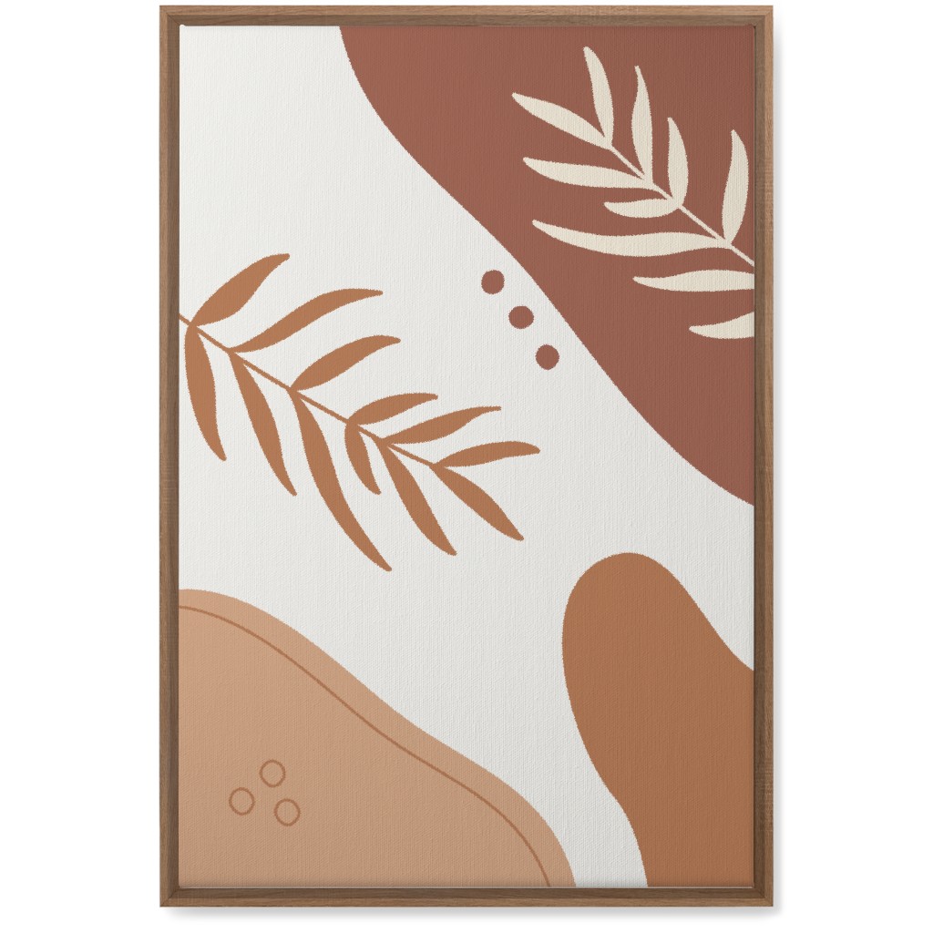Fern Leaves and Abstract Shapes - Earth Tones Wall Art, Natural, Single piece, Canvas, 20x30, Orange