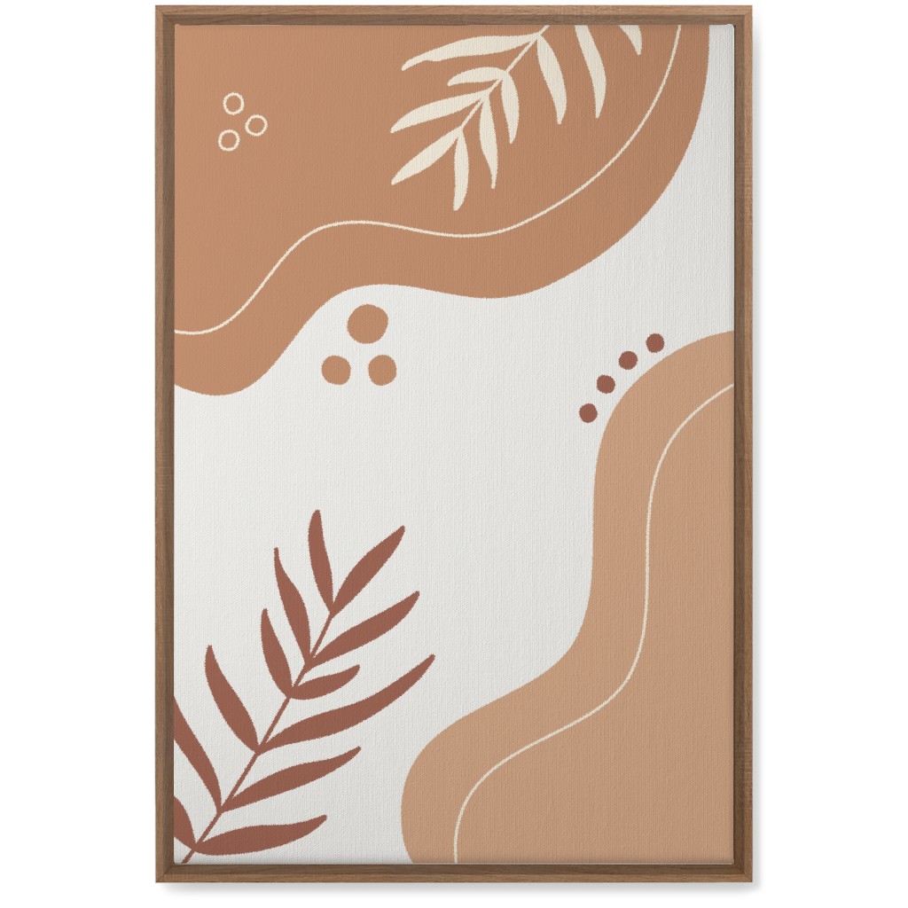 Fern Leaves and Abstract Shapes - Neutral Wall Art, Natural, Single piece, Canvas, 20x30, Orange