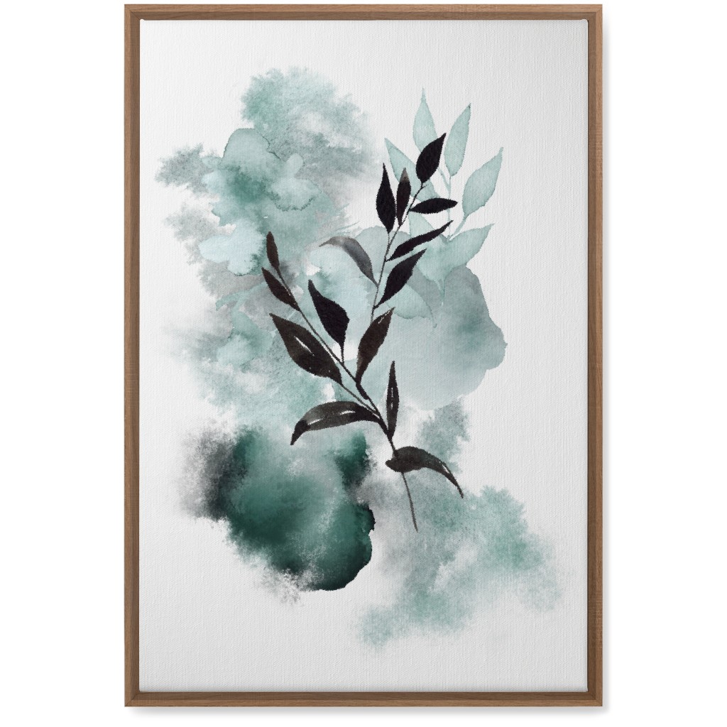 Watercolor Abstract Botanical Wall Art, Natural, Single piece, Canvas, 20x30, Green, Ink Spot