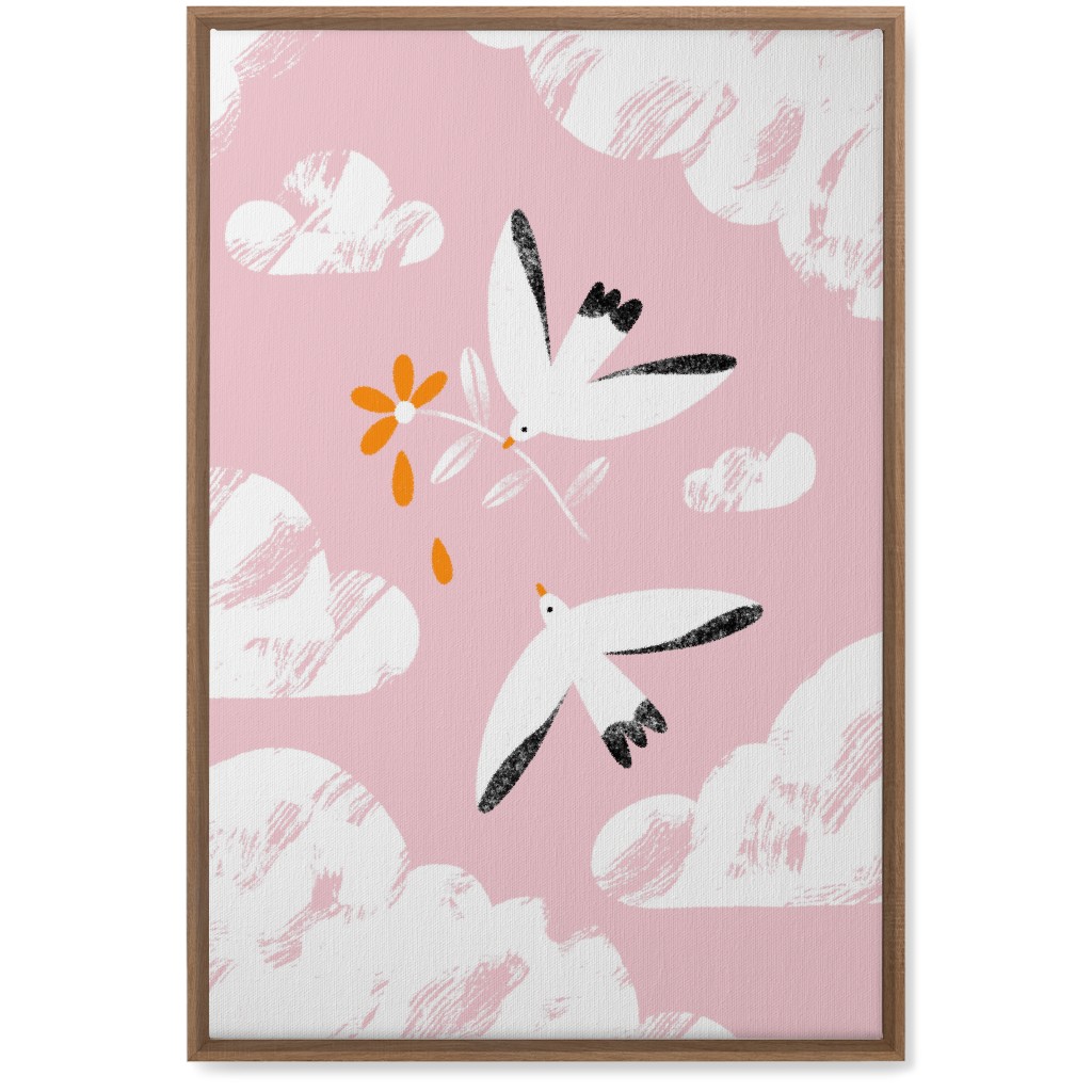 Two Birds in the Pink Sky Wall Art, Natural, Single piece, Canvas, 20x30, Pink