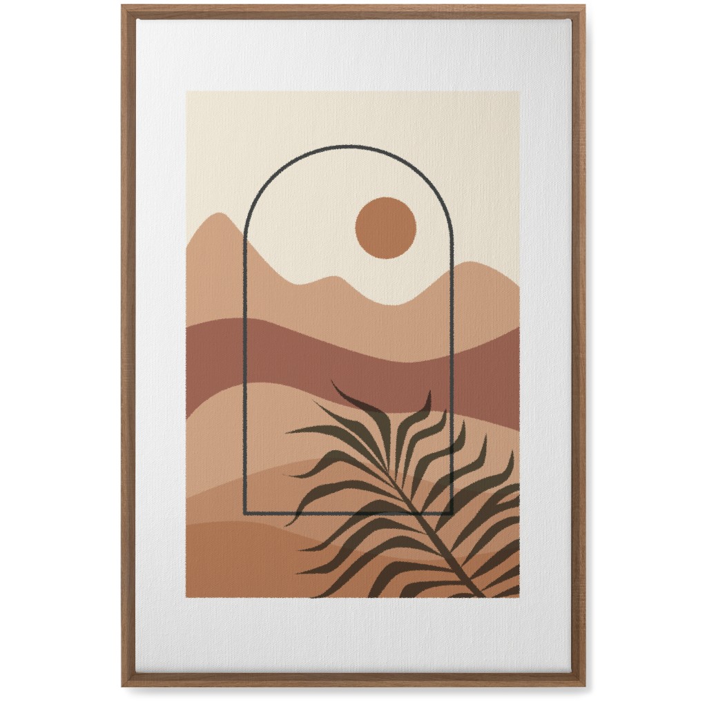 Floating Frame Abstract Mountain Landscape Wall Art, Natural, Single piece, Canvas, 20x30, Multicolor, Desert Rose