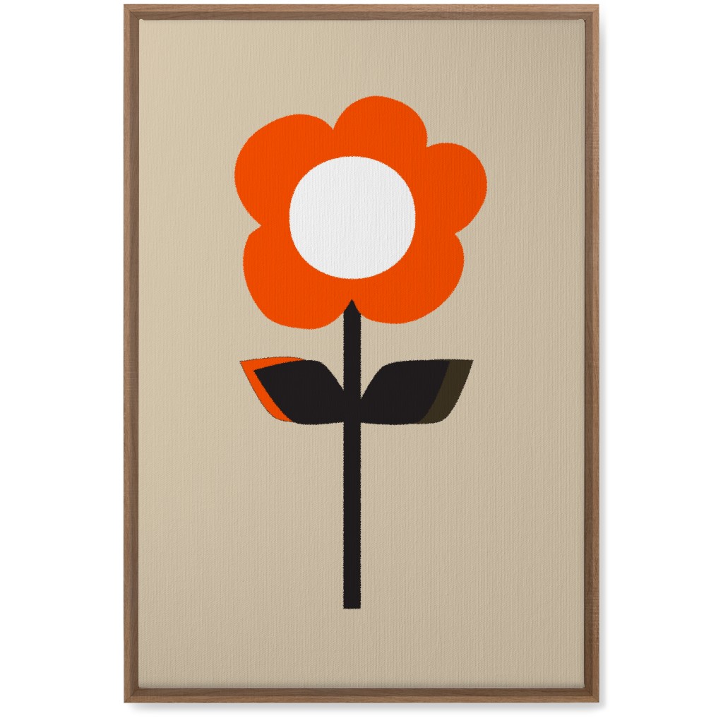Retro Flower Wall Art, Natural, Single piece, Canvas, 20x30, Red