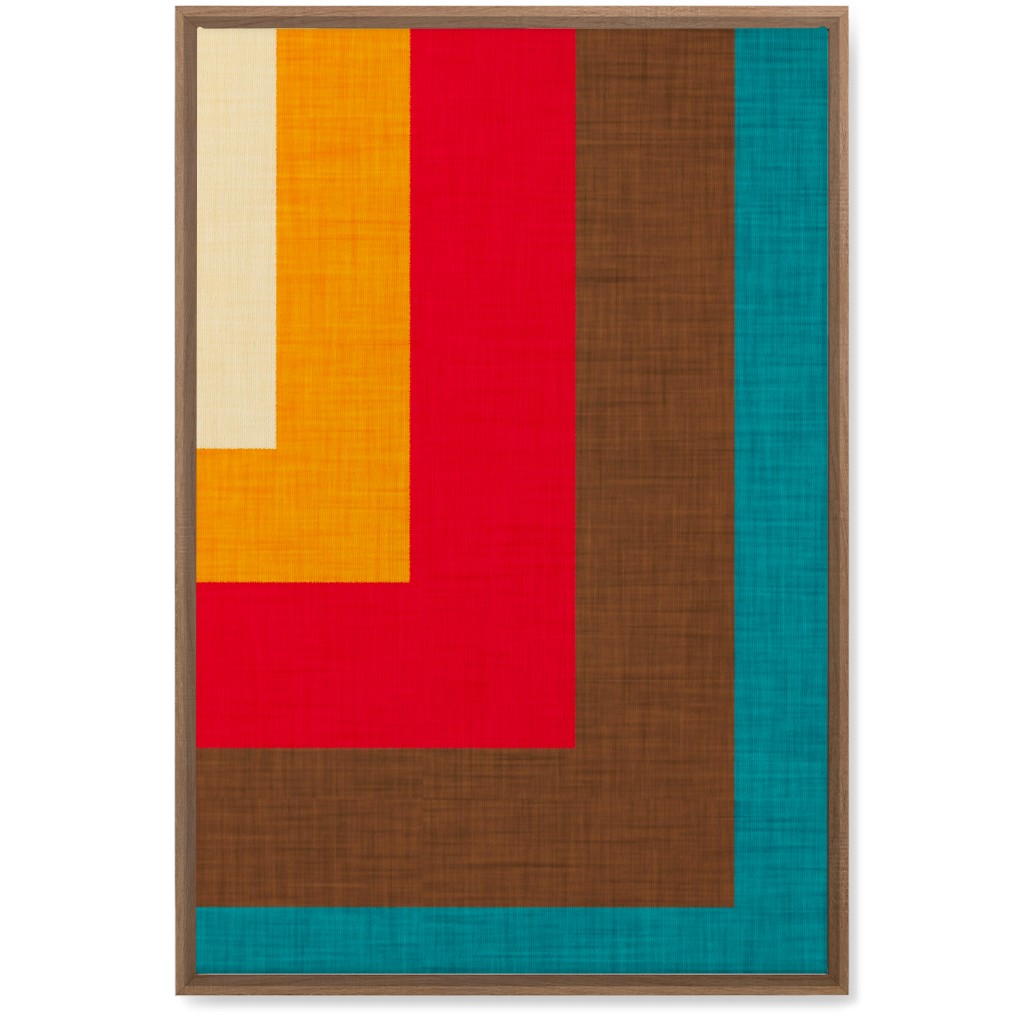 Abstract Mod Cube Wall Art, Natural, Single piece, Canvas, 20x30, Multicolor, Red