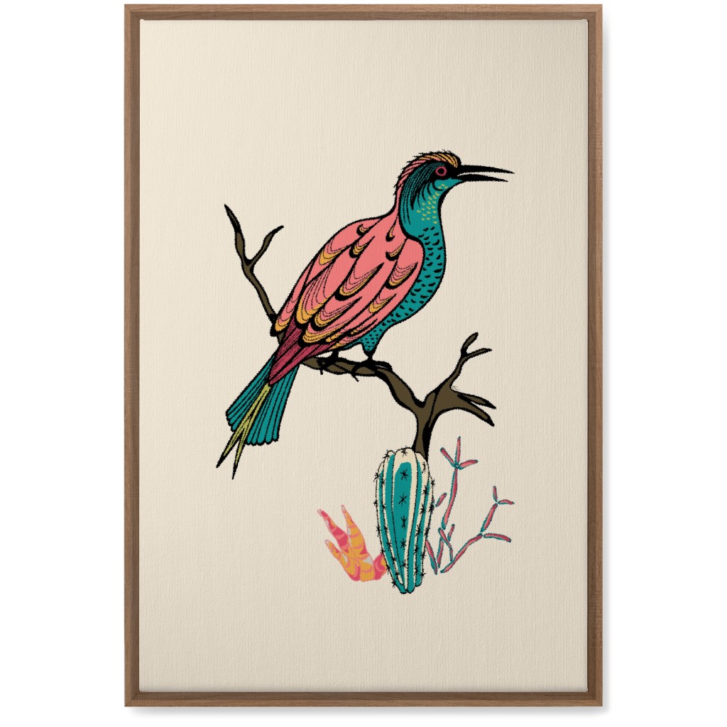 Bird on Branch - Multi Wall Art, Natural, Single piece, Canvas, 20x30, Beige, Pearl