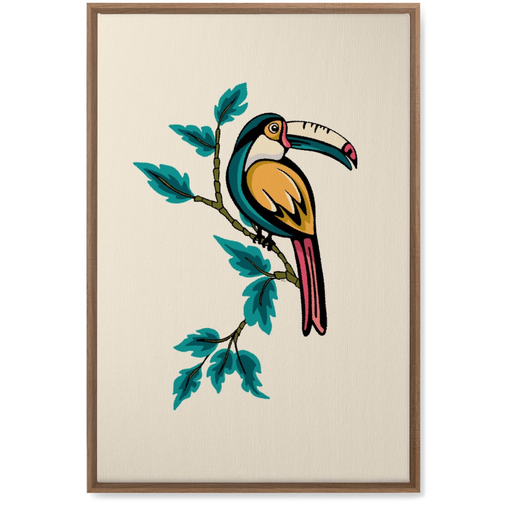 Perched Bird on Branch - Multi Wall Art, Natural, Single piece, Canvas, 20x30, Beige, Pearl