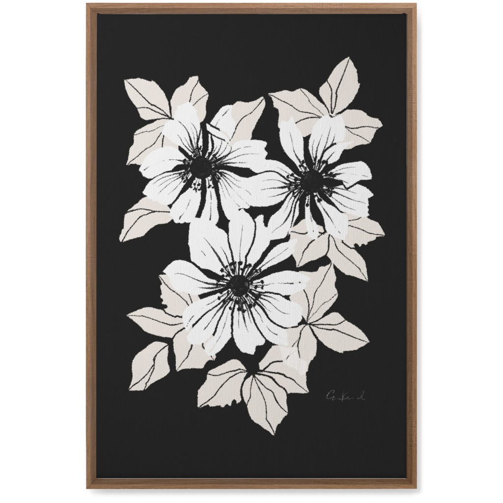 Botanical Big Anemones Wall Art, Natural, Single piece, Canvas, 20x30, Gray