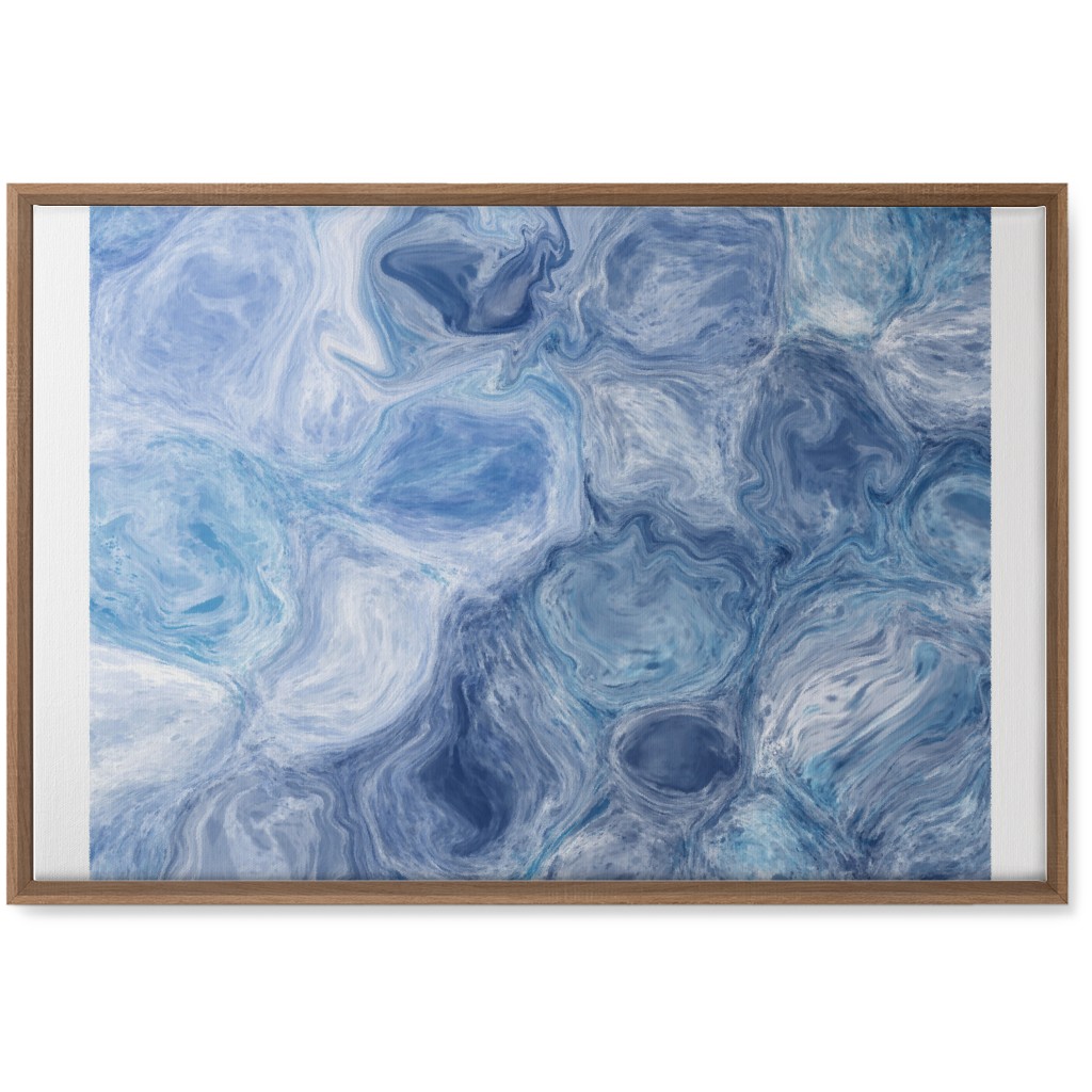 Abstract Acrylic Pour Ripple - Blue Wall Art, Natural, Single piece, Canvas, 20x30, Blue