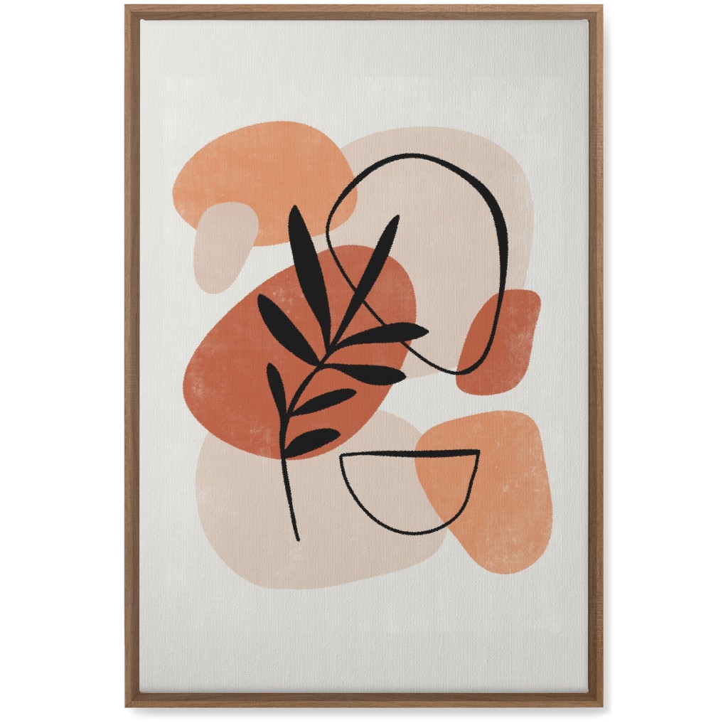 Abstract Frond - Terracotta and Ivory Wall Art, Natural, Single piece, Canvas, 20x30, Beige, Pearl