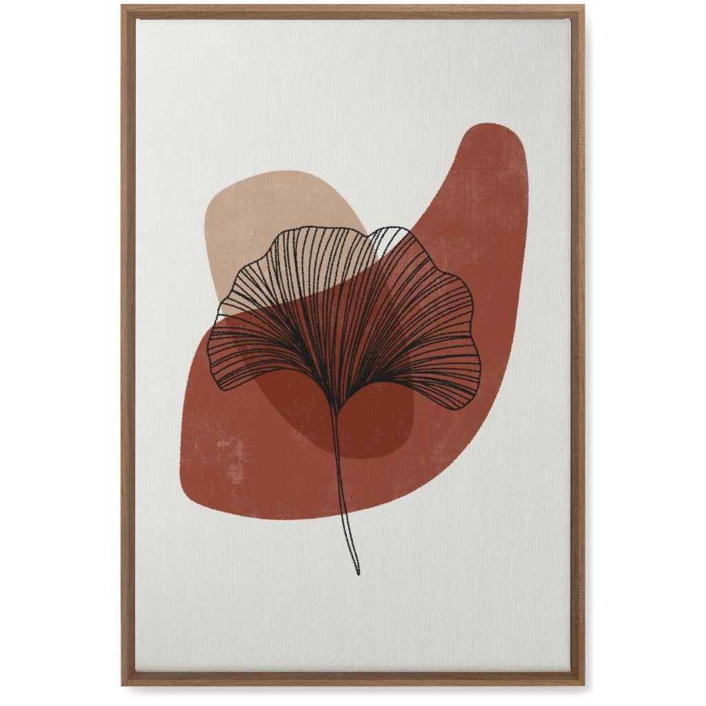 Abstract Ginko - Terracotta and Ivory Wall Art, Natural, Single piece, Canvas, 20x30, Brown, Brown