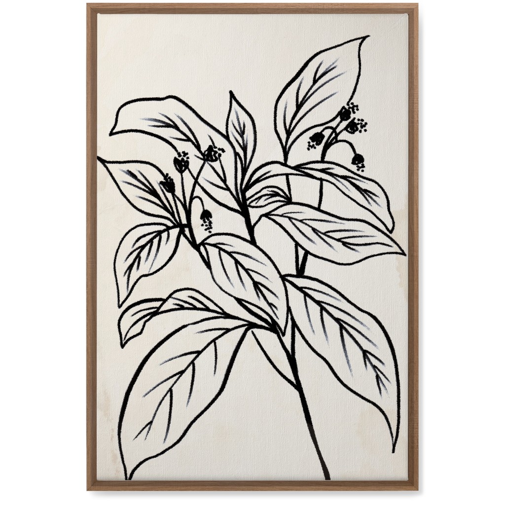 Vintage Branch Sketch - Beige and Black Wall Art, Natural, Single piece, Canvas, 20x30, Beige, Pearl