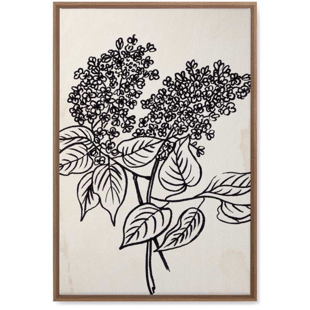 Vintage Lilac Sketch - Beige and Black Wall Art, Natural, Single piece, Canvas, 20x30, Beige, Pearl