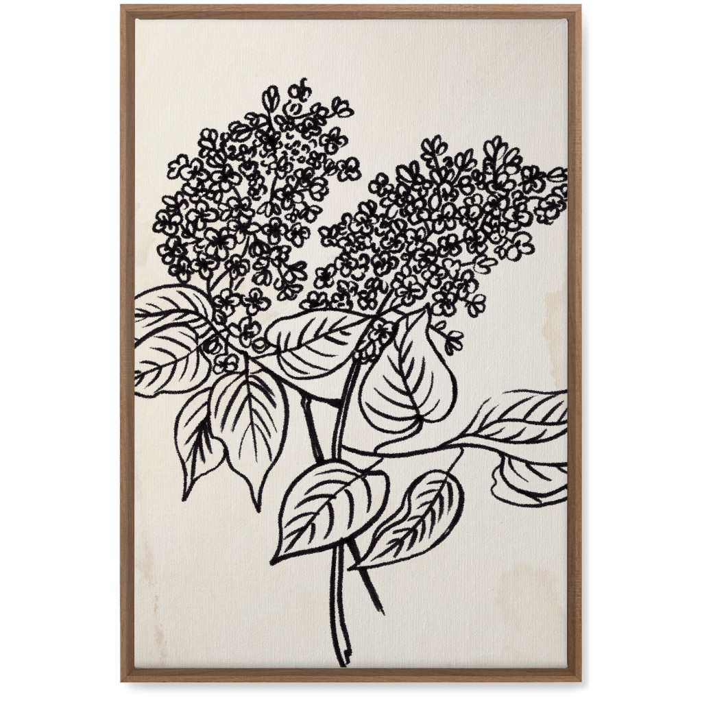 Vintage Lilac Sketch - Beige and Black Wall Art, Natural, Single piece, Canvas, 20x30, Beige