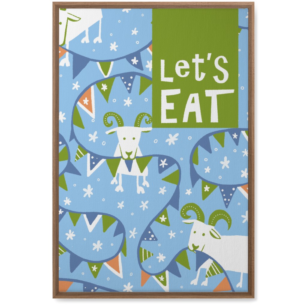 Let's Eat Munchy Goats - Blue Wall Art, Natural, Single piece, Canvas, 20x30, Blue