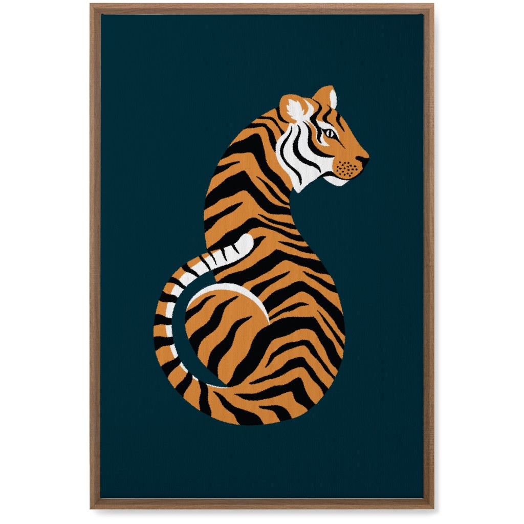 Tiger Illustration - Orange on Black Wall Art, Natural, Single piece, Canvas, 20x30, Orange