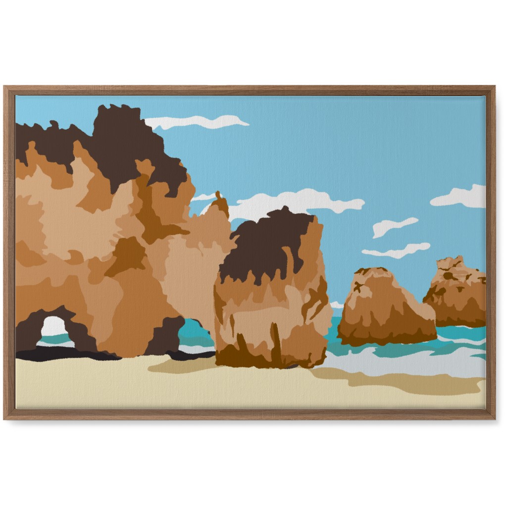 Minimalist Mediterranean Beach Cov Wall Art, Natural, Single piece, Canvas, 20x30, Multicolor