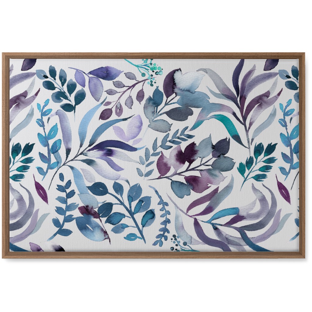 Watercolor Leaves Wall Art, Natural, Single piece, Canvas, 20x30, Blue
