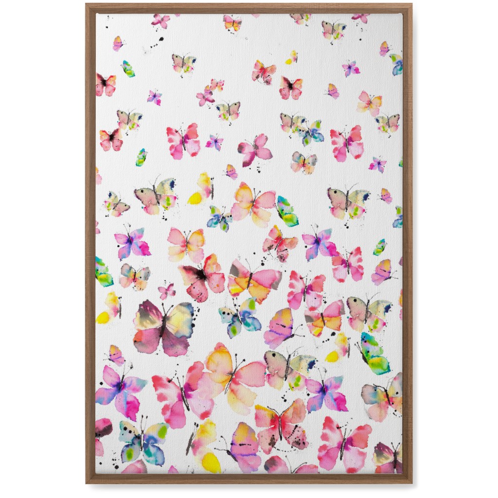 Watercolor Spring Butterflies - Multi Wall Art, Natural, Single piece, Canvas, 20x30, Multicolor