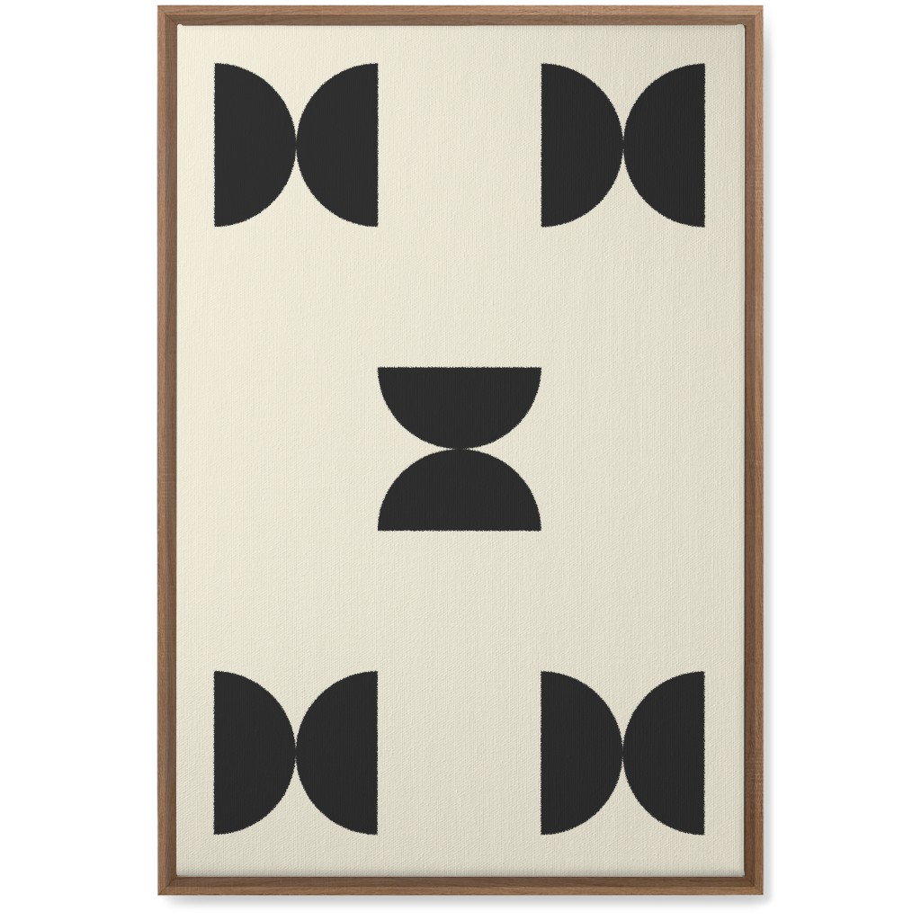 Minimal Geometric Abstract Bauhuas - Cream and Black Wall Art, Natural, Single piece, Canvas, 20x30, Beige