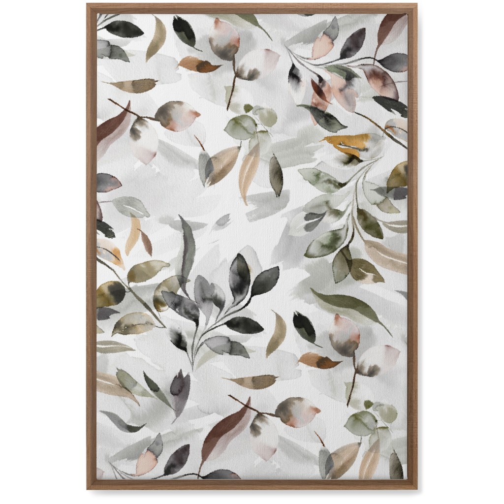 Watercolor Botanical Leaves - Beige Wall Art, Natural, Single piece, Canvas, 20x30, Beige, Pearl