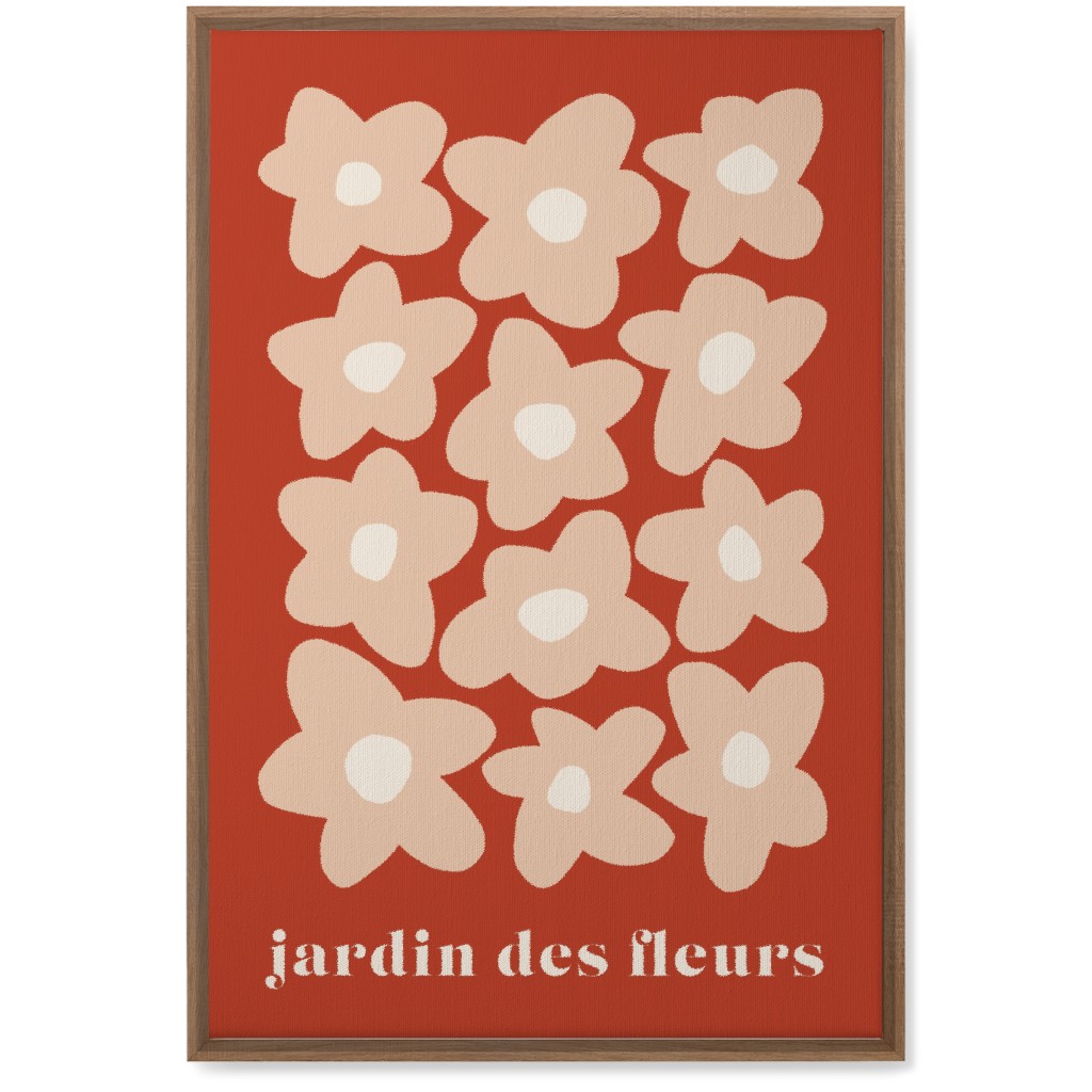 Botanical Graphic Retro Flower Garden Wall Art, Natural, Single piece, Canvas, 20x30, Red