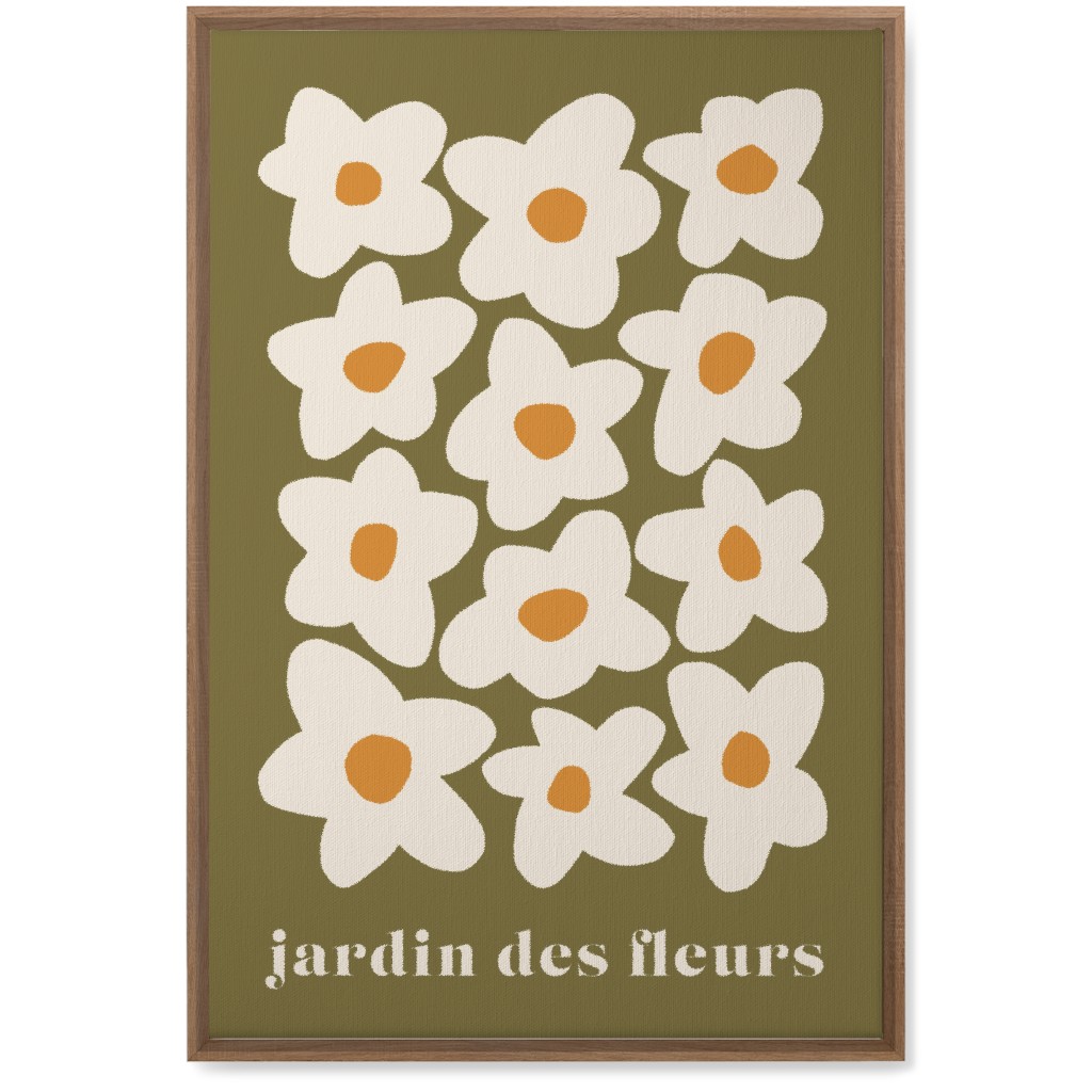 Botanical Graphic Retro Flower Garden Wall Art, Natural, Single piece, Canvas, 20x30, Green