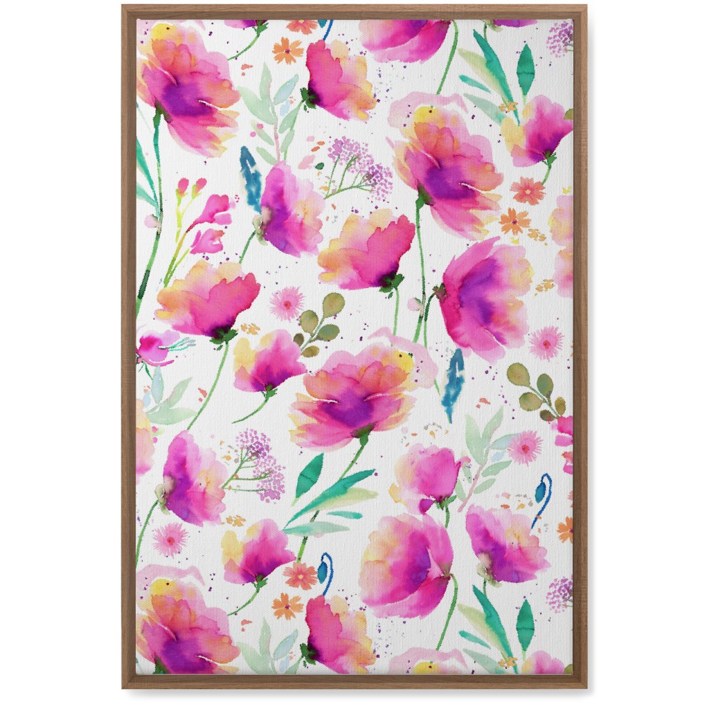 Abstract Poppies - Pink Wall Art, Natural, Single piece, Canvas, 20x30, Pink
