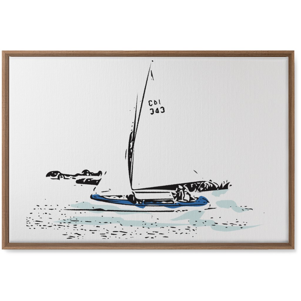 Sailing - White and Blue Wall Art, Natural, Single piece, Canvas, 20x30, White