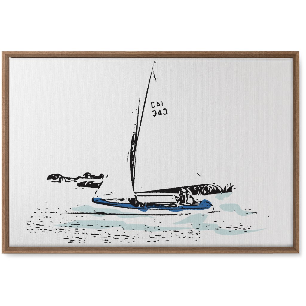 Sailing - White and Blue Wall Art, Natural, Single piece, Canvas, 20x30, White, White