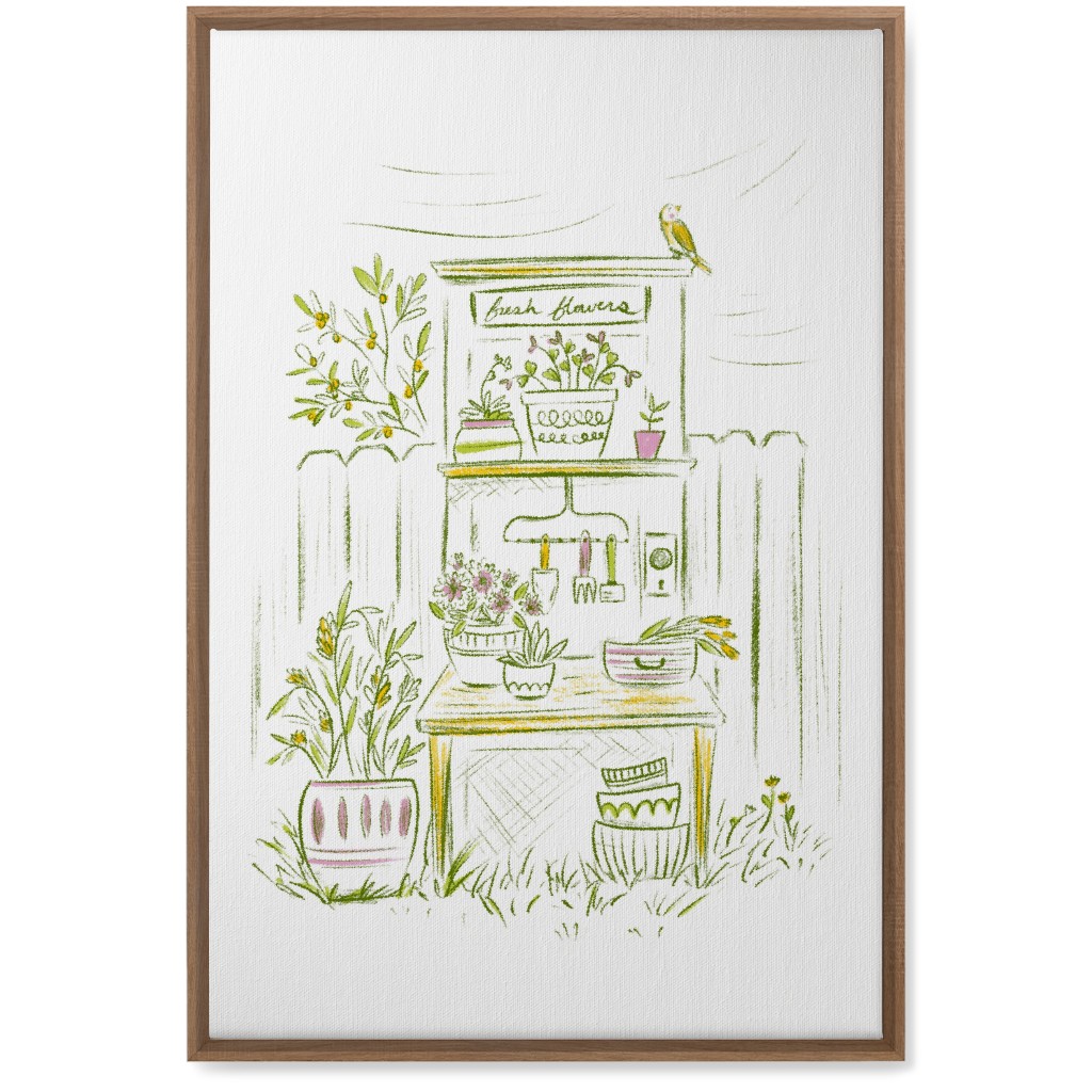 Fresh Flowers - Green Wall Art, Natural, Single piece, Canvas, 20x30, Green, Classic Green