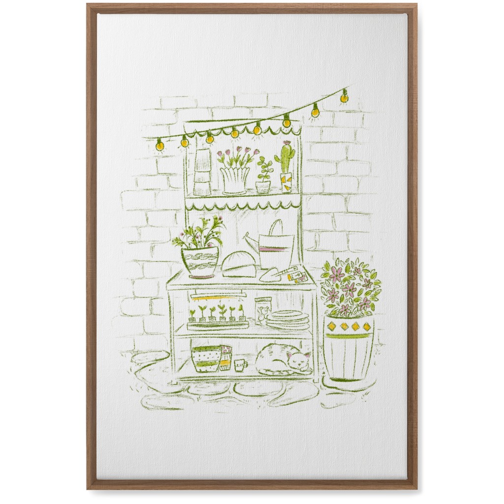 the Cat Nap Potting Stand - Green Wall Art, Natural, Single piece, Canvas, 20x30, Green, Classic Green