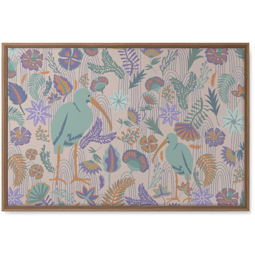 Ibis and Plants - Pink Wall Art, Natural, Single piece, Canvas, 20x30, Multicolor