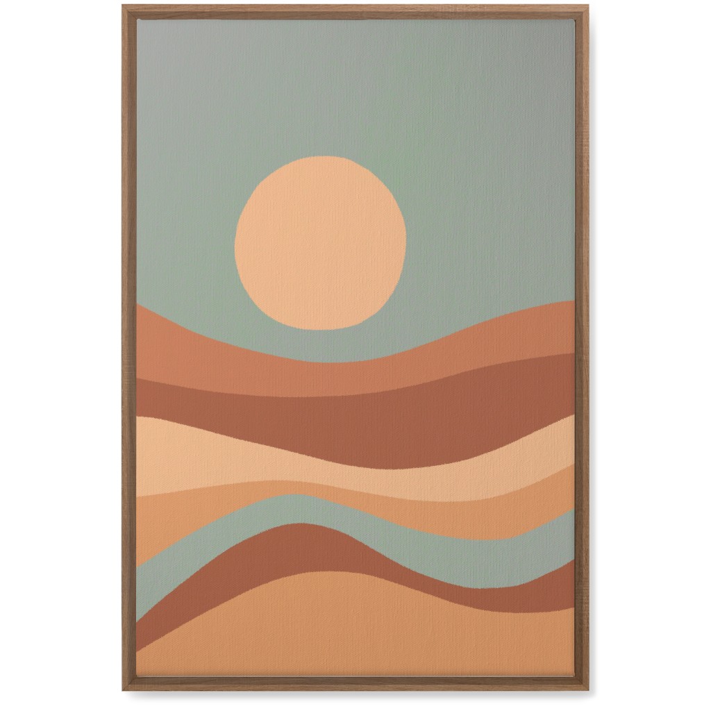 Tropical Seaside Sunrise With Waves - Blue and Orange Wall Art, Natural, Single piece, Canvas, 20x30, Multicolor