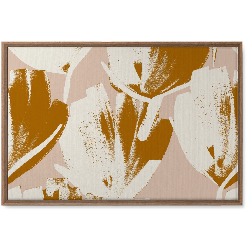 Flowers - Mustard Wall Art, Natural, Single piece, Canvas, 20x30, Pink, Bright Pink