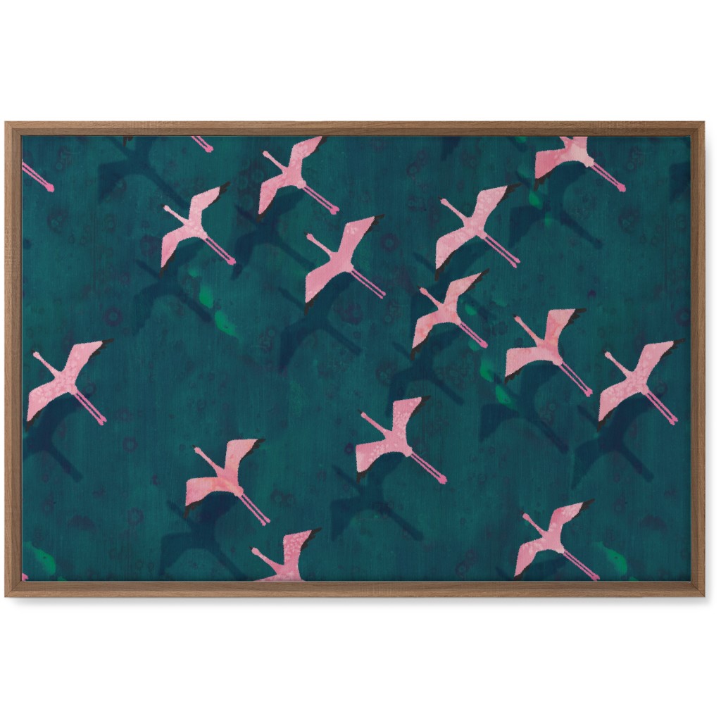 Flamingos Flying Wall Art, Natural, Single piece, Canvas, 20x30, Green