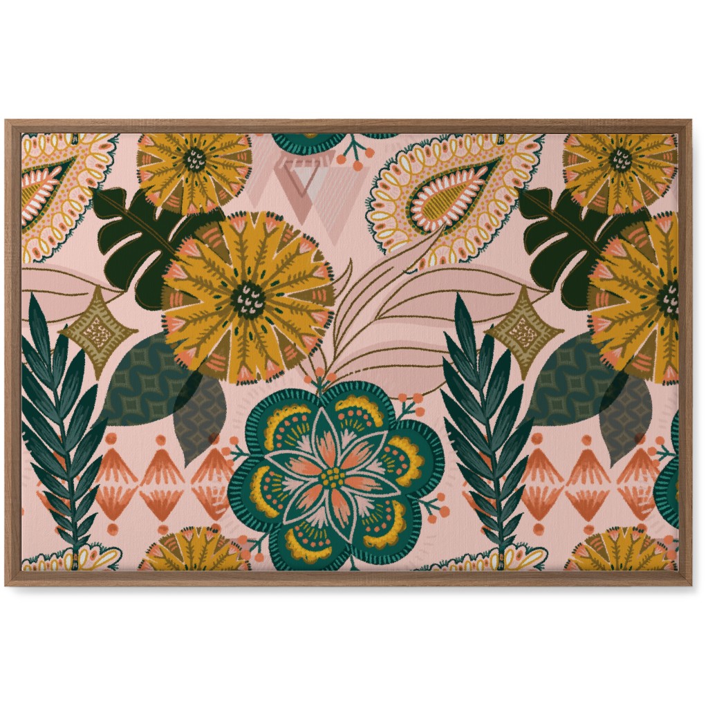 Boho Tropical - Floral - Pink Wall Art, Natural, Single piece, Canvas, 20x30, Multicolor