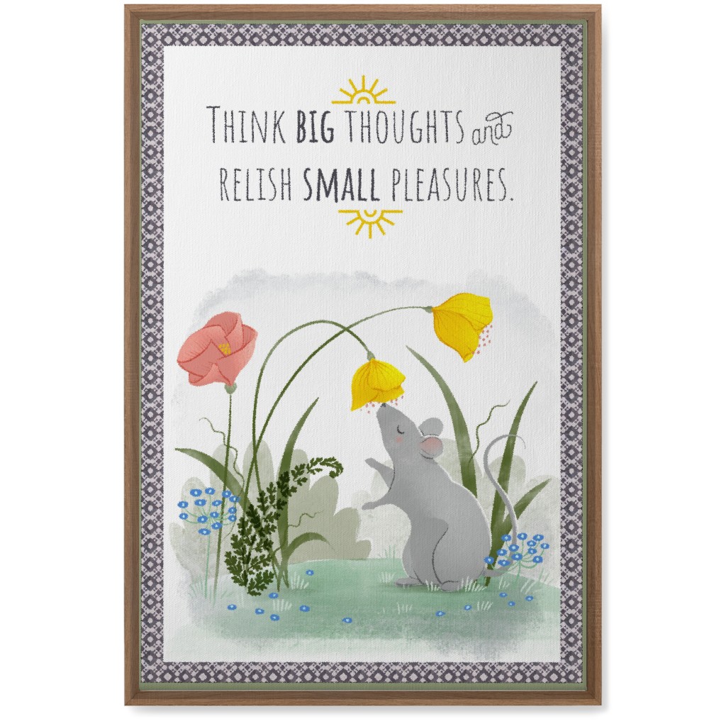Big Thoughts Small Pleasures Mouse Wall Art, Natural, Single piece, Canvas, 20x30, Multicolor