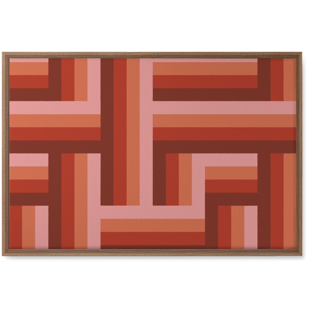 Retro Lattice - Mauve Multi Wall Art, Natural, Single piece, Canvas, 20x30, Red