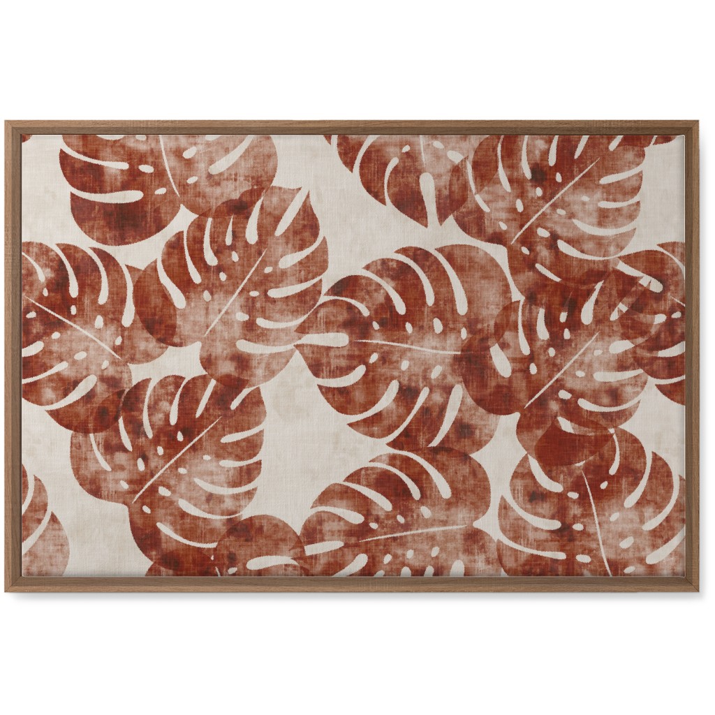 Monstera Leaves - Rust Wall Art, Natural, Single piece, Canvas, 20x30, Brown