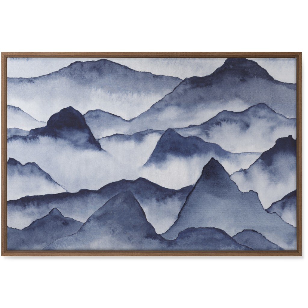 Watercolor Mountains - Blue Wall Art, Natural, Single piece, Canvas, 24x36, Blue