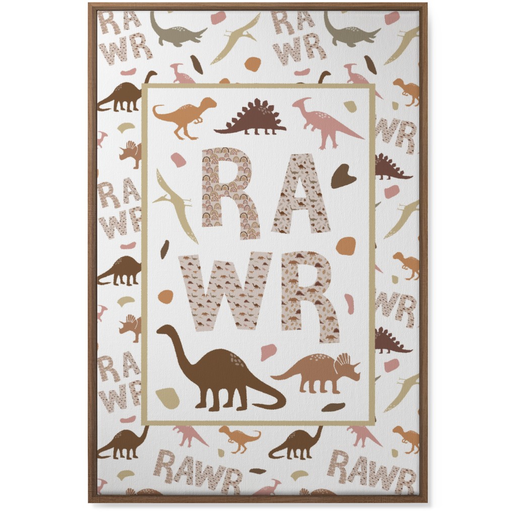 Rawr Dinosaurs - Neutral Wall Art, Natural, Single piece, Canvas, 24x36, Multicolor