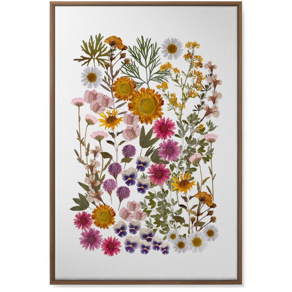 Pressed Flowers on White Wall Art, Natural, Single piece, Canvas, 24x36, Multicolor