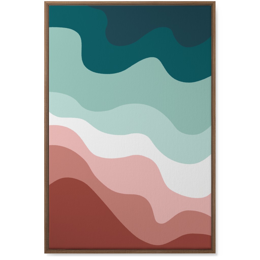Retro Abstract Waves Wall Art, Natural, Single piece, Canvas, 24x36, Multicolor, Mauve