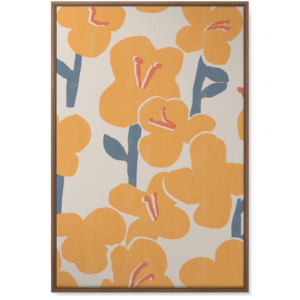 Field of Mod Flowers - Yellow Wall Art, Natural, Single piece, Canvas, 24x36, Yellow, Classic Yellow