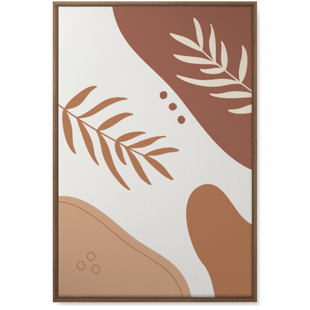 Fern Leaves and Abstract Shapes - Earth Tones Wall Art, Natural, Single piece, Canvas, 24x36, Orange