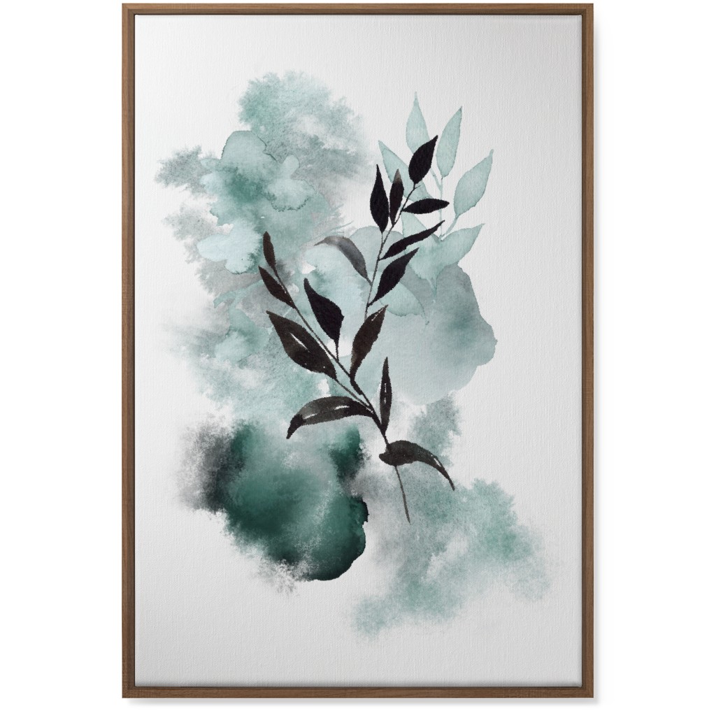 Watercolor Abstract Botanical Wall Art, Natural, Single piece, Canvas, 24x36, Green, Ink Spot