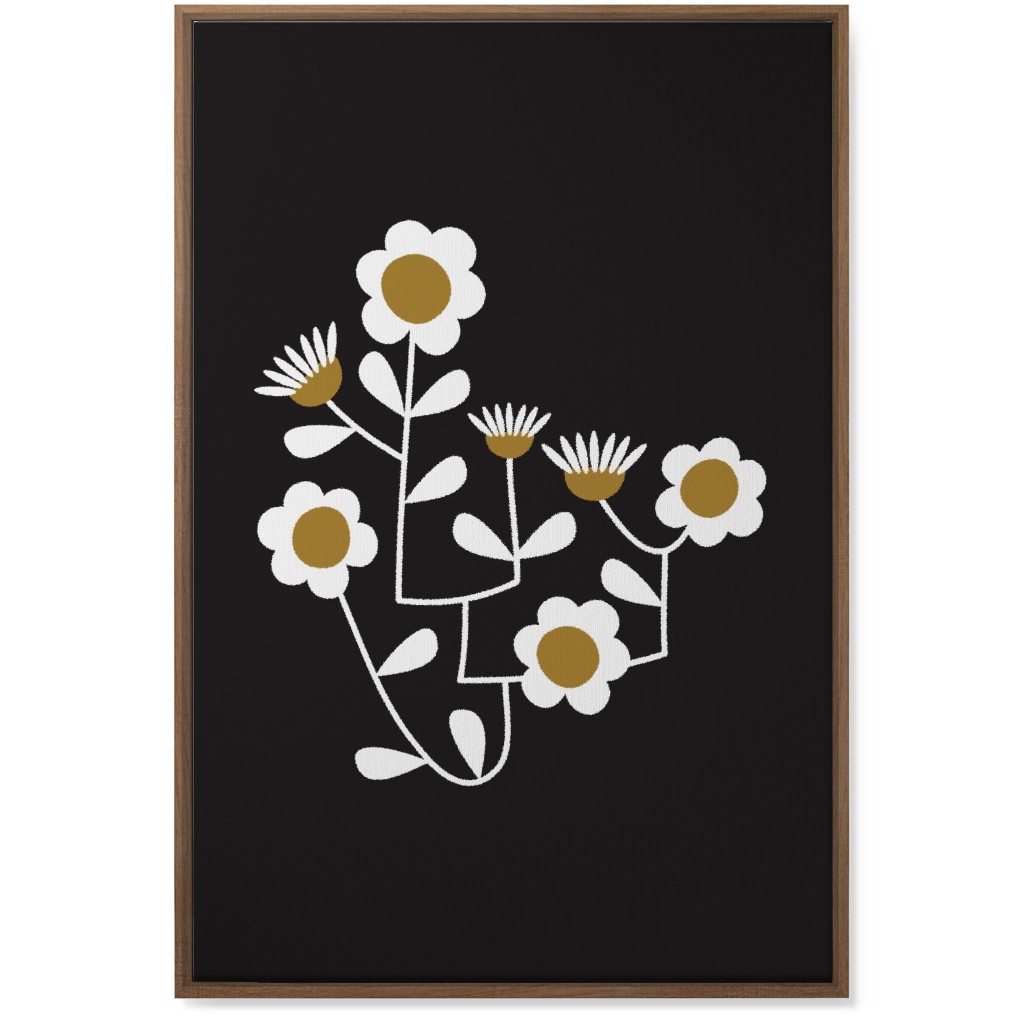 Mod Hanging Floral Wall Art, Natural, Single piece, Canvas, 24x36, Black